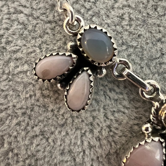 ❤️ Ethiopian Opal, Larimar, Natural Pink Opal 19” Adj Necklace 925 Navajo 14.3gm - Picture 6 of 17